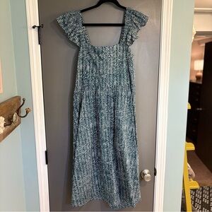 Banana Republic Blue and White Midi Dress